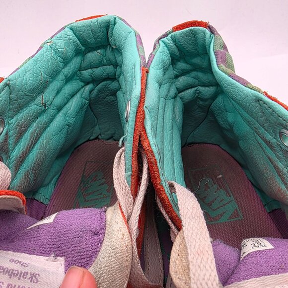 Vans Sk8 Hi Crazy Check Cherry Tomato Womens Size 8 Sneaker Shoes Casual Walking - Picture 9 of 13